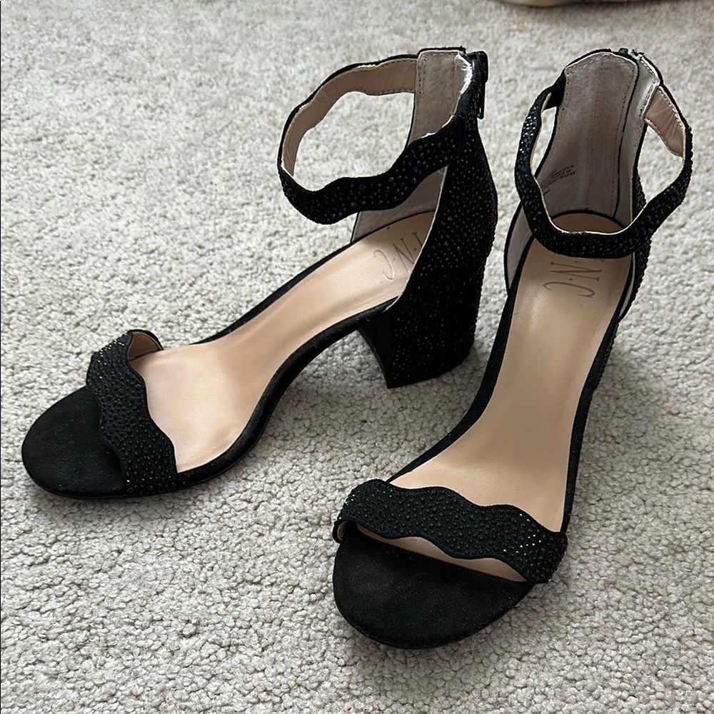 Elegant Black Ankle Strap Heels